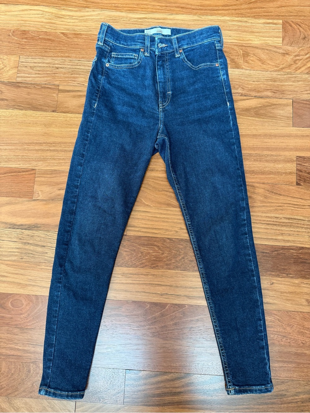 Topshop Slim High-Rise Skinny Jeans in Deep Indigo